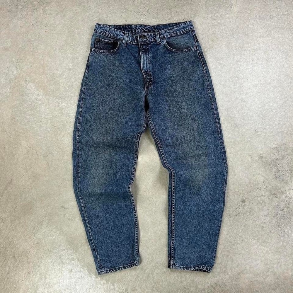 Vintage 80s Levis 550 Jeans Size 35x32 Blue Dark Wash Denim Relaxed Fit Tapered
